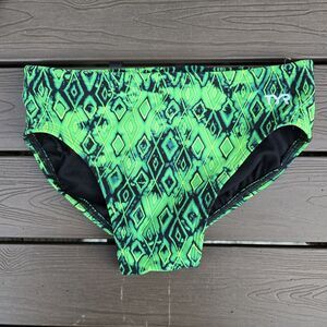 TYR Men's Durafast Elite Glacial Swim Racer Brief Green SZ 30 New Sample